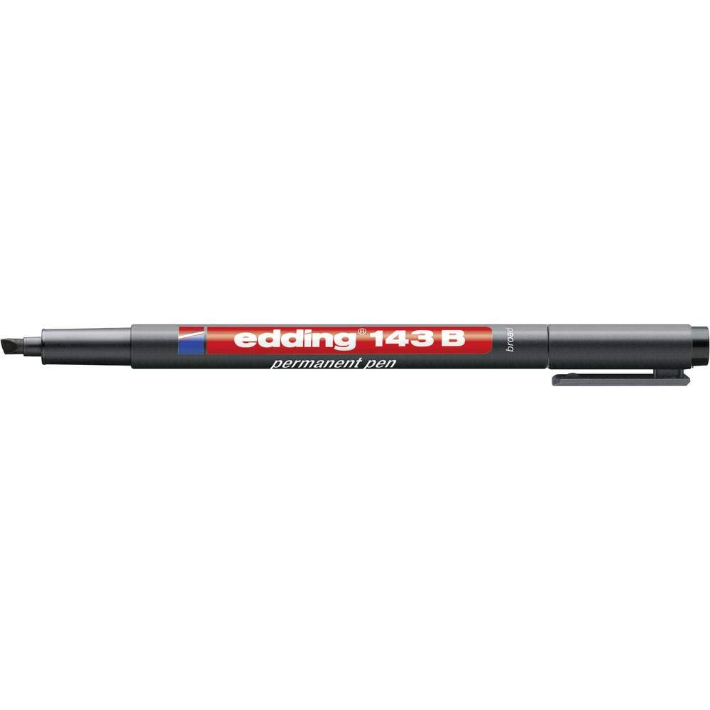 edding 143 B permanent pen - black - 1 pen - chisel nib 1-3 mm - pen for writing on glass, plastic, foils and smooth surfaces - permanent, quick-drying, smudge-proof and waterproof
