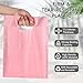 POPGIFTU Pink Plastic Bags with Die-Cut Handles 100 Pack - 9x12 Inches, 1.75 Mil Thick Glossy Pink Retail Shopping Bags Bulk for Gift Wrapping, Party Favors, Birthday, Small Business & Store