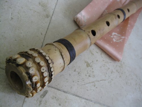 1.8 Pentatonic 5 Holes Shakuhachi Bamboo Flute w. root end & 3 binding (linen yarn)