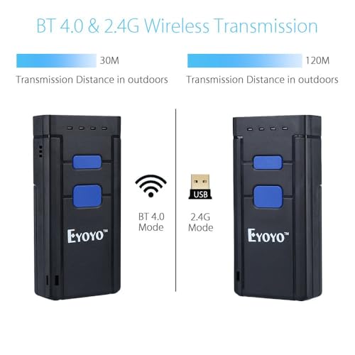 Image of Eyoyo Mini 1D Wireless Barcode Scanner Bluetooth,3-in-1 Bluetooth&2.4G Wireless&Wired Connection, Portable Inventory Bar Code Reader Compatible with iPhone, Android, Windows, Mac Tablets or Computers