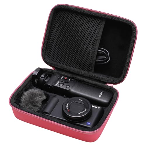 Image of L LTGEM Hard Travel Carrying Case for Sony ZV-1F / ZV-1 / ZV-1 II Digital Camera, Fits Vlogger Accessory Kit Tripod and Microphone, Magenta+Black