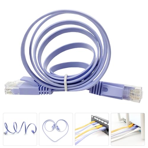 Image of Cat6 Ethernet Cable 1 Meter Flat LAN Network Cable Rj45 High-Speed Internet Cord for Router Computer and Gaming Devices