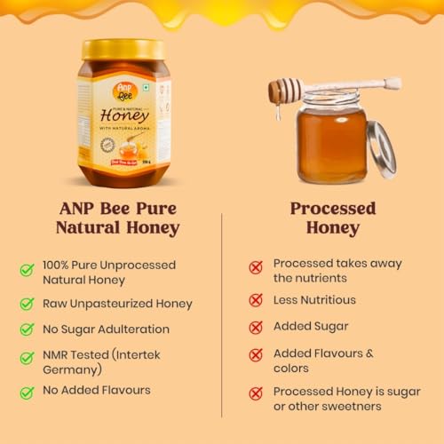 Image of ANP BEE Raw Natural Honey 250gm Combo Pack I Pure NMR Tested Unprocessed Original Multiflora Honey I Supports Weight Loss & Good for Heart Health I Plastic Bottle