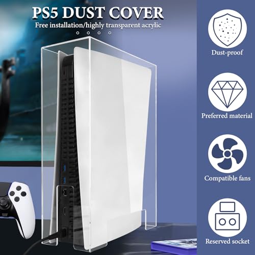 Image of Geekria Acrylic Dust Cover Compatible with Sony PlayStation 5, PS5 Slim, PS5 Pro Console, Anti Scratch Waterproof Protective Display Case (Clear)