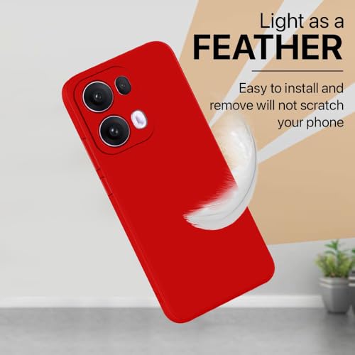 Image of Back Cover for Oppo Reno13 Pro 5G | Full Camera Protection | Premium Liquid Silicon Case | Flexible Bumper Case for Oppo Reno13 Pro 5G (Red)