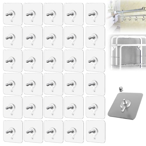 Generic Drill Free Adhesive Wall Hooks, Stainless Steel, PVC, Viscose, 50 Pcs, Transparent, Wall Mount, Kitchen, Bathroom, Decoration, Towel, Key Hanger, Holder, Garment, Cup And Mug