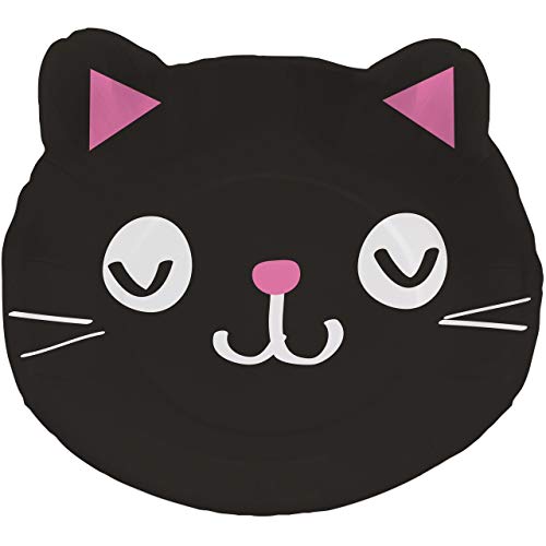 Image of Creative Converting 328704 Cute Cats Shaped Paper Dinner Plates - 8 Pcs Multicolor, 8 inch x 9 inch
