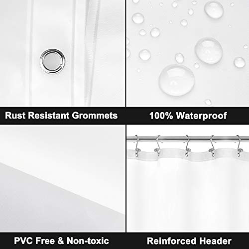 Barossa Design Frosted Shower Curtain Liner with 6 Magnets - Waterproof PEVA Shower Liner for Bath Tub, 72" x 72" Standard Size, PVC Free, Metal Grommets - Frost, 72x72 by Barossa Design - Image 3