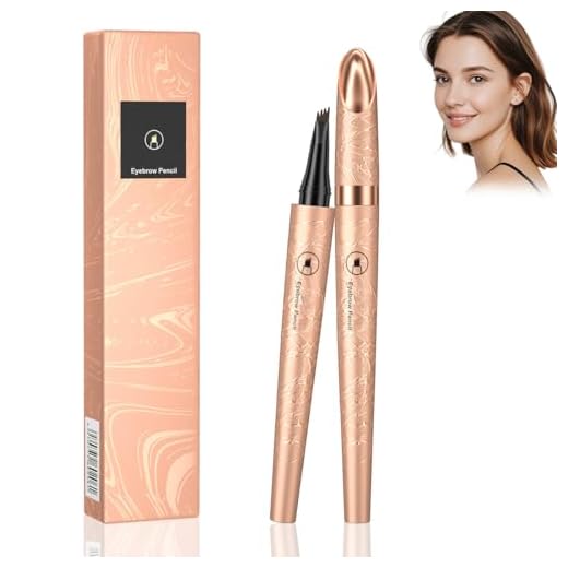 Lapiz Cejas,Lapiz Cejas Microblading,Lápiz de Cejas Preciso con 4 Puntas,Resistente al Agua y al Sudor,Crea Pelo Cejas Maquillaje Natural de Larga Duración(Marrón Oscuro)