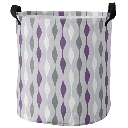 Feer Geometric Stripes Purple Gray Dirty Laundry Basket Foldable Home Organizer Basket Clothing Kids Toy Storage Basket (Color : D, Size : L) #TOP30