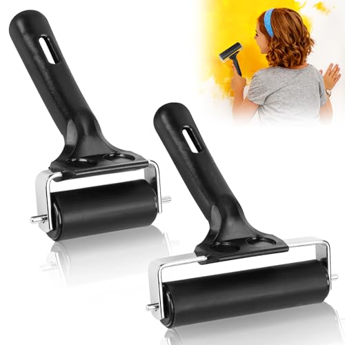 2 rotoli di gomma, rullo in gomma, per pittura a olio, 6 cm, 10 cm, per blocchi di inchiostro