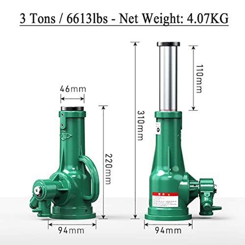 3/5/10 Ton Portable Bottle Jack Manual Mechanical Jack With Handle, Thicken Base Spiral Gear Jack, For Auto Truck,7054Lb #TOP1