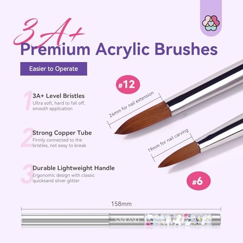 SAVILAND EMA Odorless Monomer Acrylic Liquid: 4 oz Acrylic Nail Monomer for Acrylic Powder, Premium Acrylic Nail Brush Nail Primer Top Gel, Acrylic Nail Kit for Manicurist