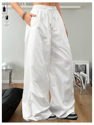 Women's Y2k Parachute Pants Wide Leg Baggy Pants Elastic Waist Sweatpants with Pockets Track Streetwear4