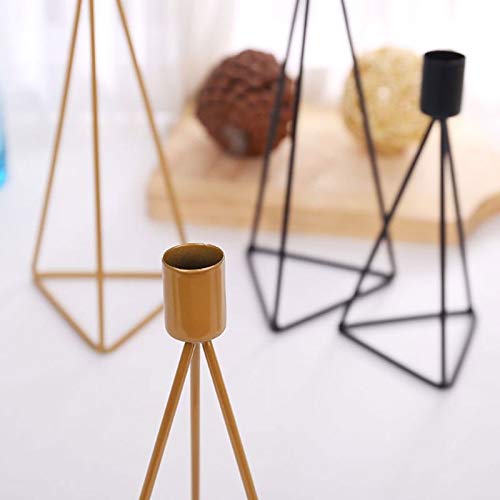 Candlestick New Triangle Geometric Candlestick Tealight Candle Holder Stand Wedding Party Decor (Color : Black) #TOP5