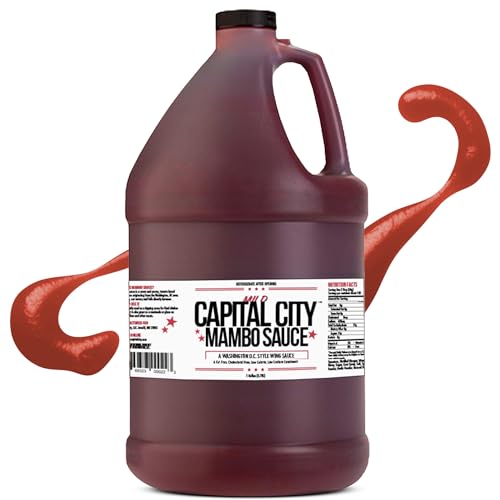 Capital City Mambo Sauce Mild, Washington DC Wing Sauces, Perfect Condiment for Wings Chicken Pork Beef Seafood Burgers Rice or Noodles, 128oz (1 Gallon)
