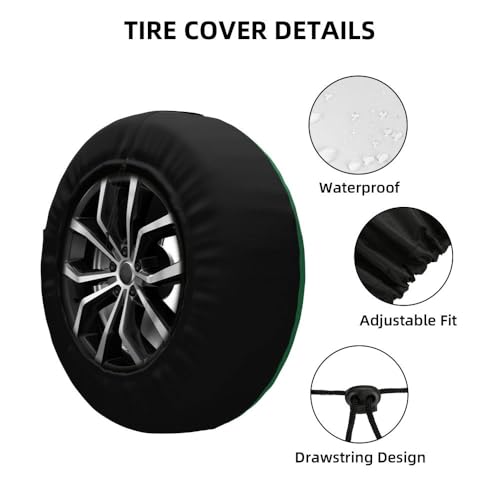 Image of Custom Spare Tire Cover with Picture, Customize Wheel Cover with Logo Personalized Waterproof Dust-Proof Polyester Tire Protectors for Trailer RV SUV All Vehicle, Seagreen