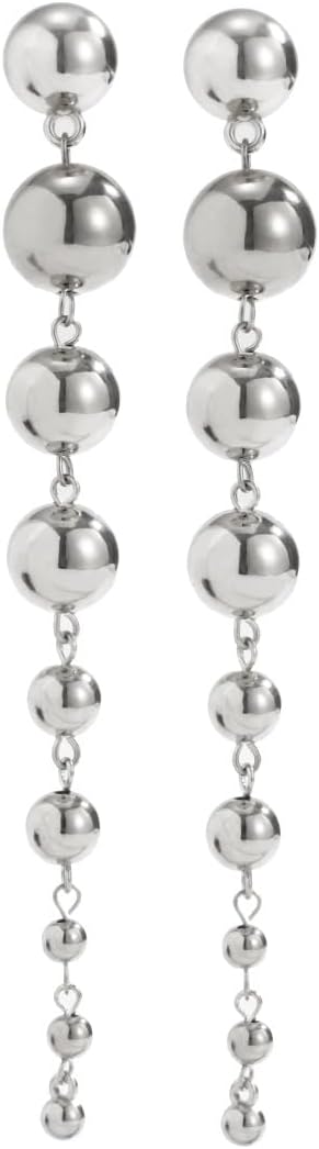 Long Gold Ball Dangle Statement Earrings for Women Fashion Vintage Round Beaded Drop Hanging Earrings Bold Earrings Wedding Valentine's Day Jewelry - Image 8