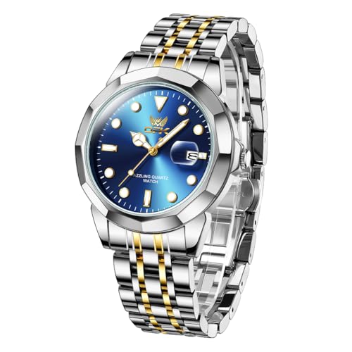 Image of OPK Watches for Men Diamond Roman Analog Mens Watches Waterproof Large Stainless Steel Men Wrist Watch Business Father Gift Watch Blue