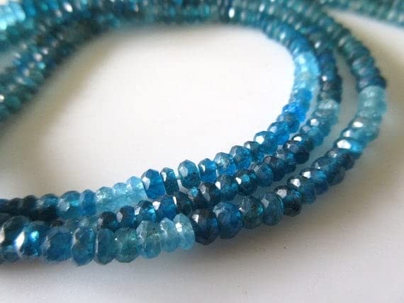Perles apatite bleue naturelle en fil de 14 pouces pour créer vos colliers d'été bohèmes chic