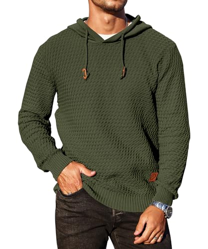 Men's Hooded Sweatshirt Hoodie Solid Knitted Pullover Long Sleeve Casual Sweater