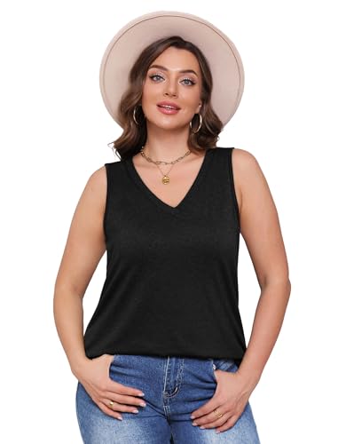 OFEEFAN Womens Tank Tops 2025 Loose Fit Casual V Neck Shirts Flowy Sleeveless Summer Tops4
