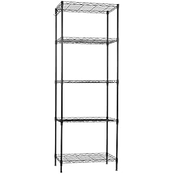 Aremsa Estanterias Estantería Baño, 5 Baldas, Estantería Metal, para Baño, Cocina, Salón, 5 Hojas de PP, con Ganchos Desmontables