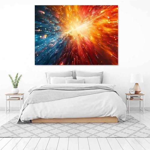 Affiche d'art abstrait coloré 60x90cm avec cadre orange pour chambre de garçon - 3