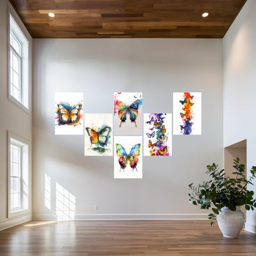Image of SiddArtify Vibrant Watercolor Butterfly Art Print Set - 300GSM Board - 12x18 Inch - Pack of 6 Wall Room Decoration art Poster Prints
