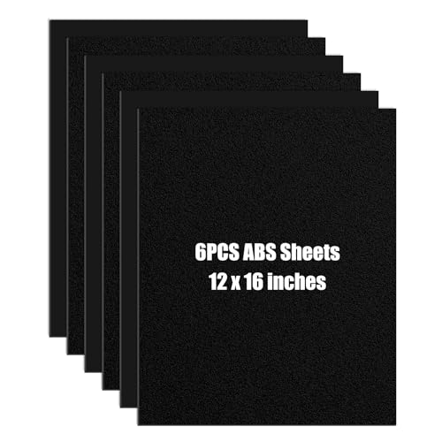 Image of ZWIN 6PCS Black ABS Plastic Sheets 12'' x 16'' x 1 /16 inch Different Sided ABS Sheets Moldable Than Acrylic Plexiglass Sheet, DIY Plastic Panels for Home Decor, Crafts