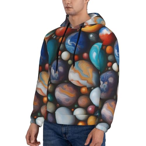 Colored Marble Men'S Casual Sweatshirt Hoodie, Long Sleeve Hooded Pullover With Pocket And Drawstring3
