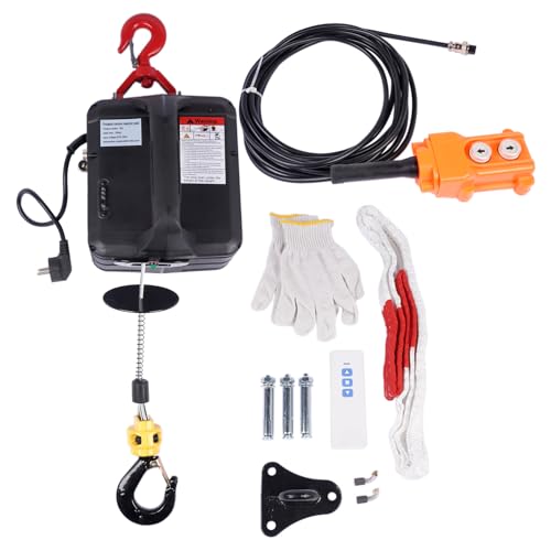 3 en 1 Treuil électrique 500KG 1500W, Protection contre les Surcharges, 7.6m Palans élévateur électrique avec Télécommande sans fil pour garages, entrepôts, construction Hopzty