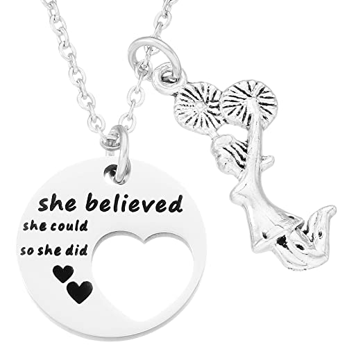 HUTIMY Cheer Necklace for Cheerleader Charm Teens Present Inspirational Cheer Necklaces for Cheerleader