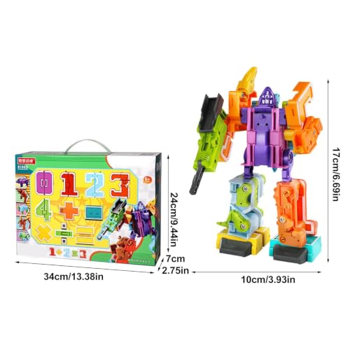 Dinosaurio robot niño rey y juguetes de bloques numéricos transformables para preescolar 2