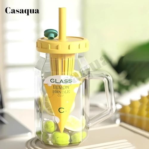 Image of Glass Tumbler with Infuser Lid and Straw - 500ml, Set of 1, Reusable Leak-Resistant Drinking Cup for Water, Juice, Iced Coffee, Tea, Smoothies & Bubble Tea, Travel Mug (Receiving Random Color)