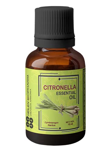 Image of Heilen Biopharm Citronella Essential Oil - 15 mL Per Bottle Pack of 1, For Stress Relief Aromatherapy Insect Repellent (Cymbopogon Nardus)