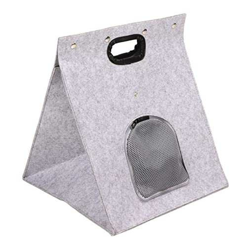 Acouto Casa de Bolsa de Gato de Feltro Portátil Com Vitória de Malha para Animais de Estimação SM, D