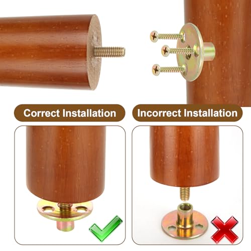 FVIEXE 16 Inch Wood Table Legs - Set of 4 Round Replacement Legs for Coffee & End Tables