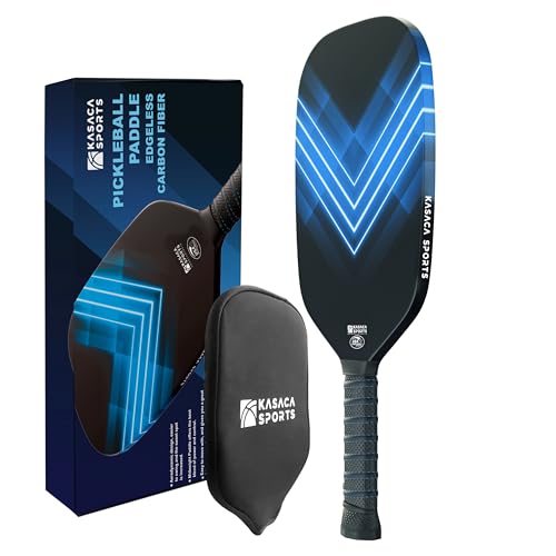 Kasaca Edgeless Carbon Fiber Pickleball Paddle with Cover - Lightweight Single Paddle