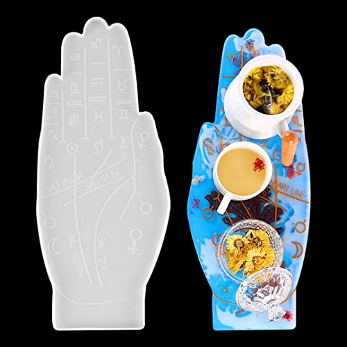 Zayookey Resin Mold Zodiac Tray Epoxy Molds Large Hand Shaped Coaster Silicone Mould for Resin Casting Serving Board Constellation Plate DIY Mold
