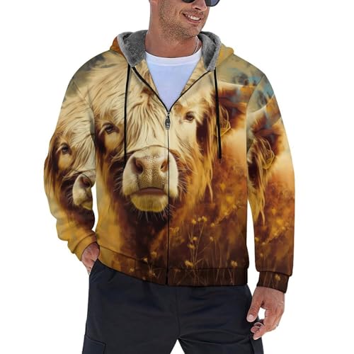Sweat à capuche en polaire d'hiver contre le froid extrême pull zippé bétail des Highlands adulte