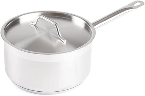 Winco SSSP-3, 3 cuartos de galón, 4.3 pulgadas de alto, 7.6 pulgadas de diámetro, salsa de acero inoxidable con tapa, olla clásica con tapa