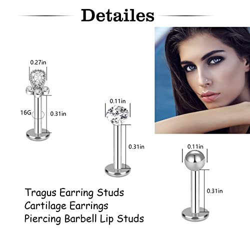 ONESING 12-25 Pcs 16G Tragus Earrings for Women Men Cartilage Earrings Labret Stud Tragus Piercing Jewelry4