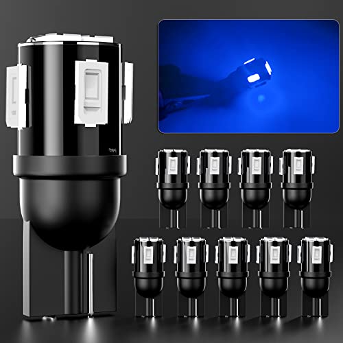 BJZ T10 194 168 LED Bulbs Blue 5630 Chipsets 194 168 2825 175 W5W LED Replacement Bulbs 10000K 12V for Pontoon Boat Fishing Kayak Yacht Interior Courtesy Transom Deck Dome Step Lights, 10Pcs