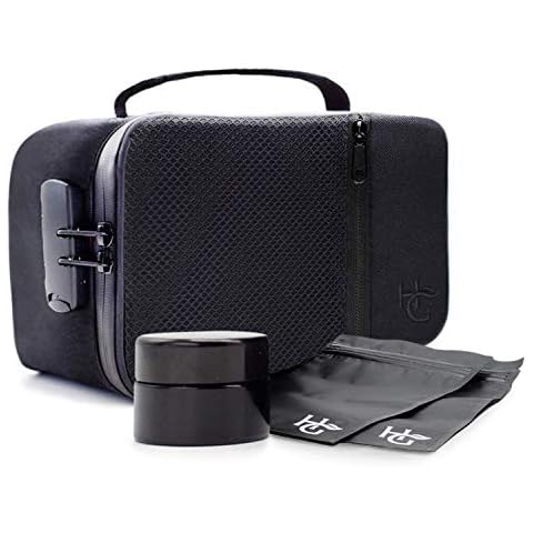 Herb Guard Large Smell Proof Case with Combination Lock (Holds 3 Ounces of Herbs, Coffee, Spices & Tea) - No Smell Bag Comes with Smell Proof Jar and Resealable Travel Bags Cover