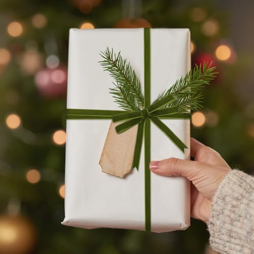 Image of Tsorode 25 Yards Velvet Ribbon for Christmas Tree Gift Wrapping,3 /8 Inch (Olive Green, 3 /8 inch)