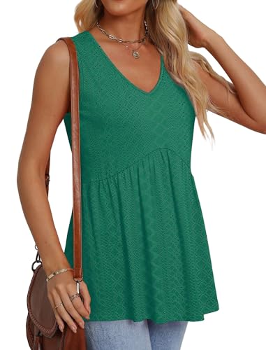 Image of OFEEFAN Womens Tank Tops 2025 Flowy Peplum Tops for Women Dressy Sleeveless V Neck Babydoll Tank Tops