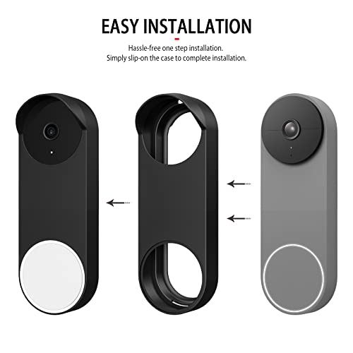 PUUUCI Silicone Case for Google Nest Hello Doorbell (Wired, 2nd Gen / 3rd Gen) Cover - Weatherproof Protective Nest Doorbell Silicone Skin Case (Black) - Thumbnail 5