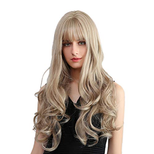 gazechimp 24 '' Mulheres Longo Ondulado Parte Média Loira Perucas