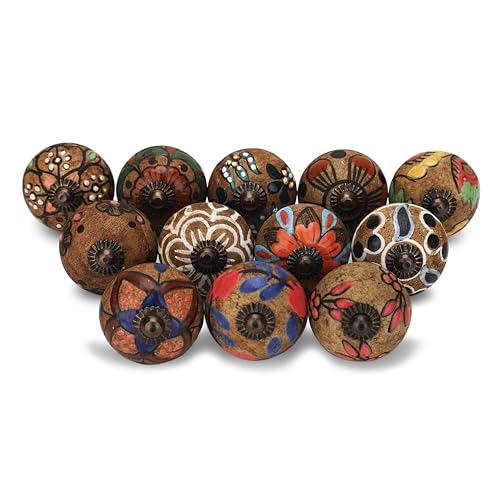 Craft Trade Brun Boutons D'armoire de Porte Antique Laiton Céramique Bouton de Porte Tiroir de commode Tire le Placard Boutons de Cuisine et de Meubles-...